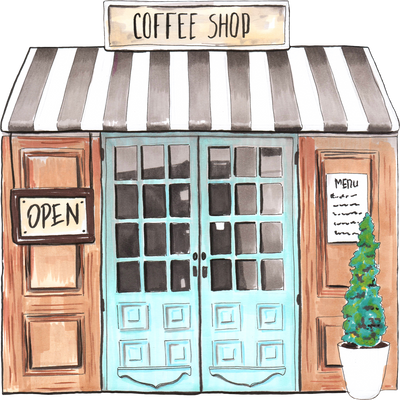 Vintage coffee shop on city street